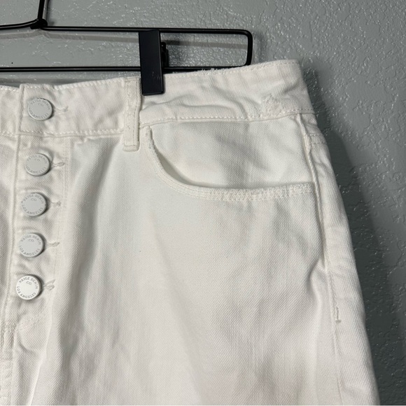 Paige Aideen Mini Skirt Distressed Crisp White High Waisted - Picture 5 of 12